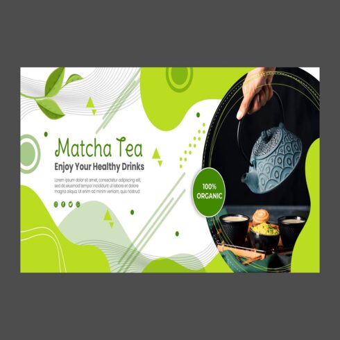 Matcha tea banner template design cover image.