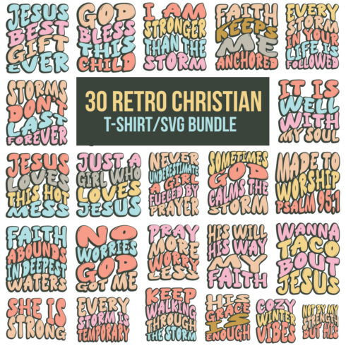 Retro Christian t-shirt Design Bundle, Retro Design Bundle, Christian SVG Bundle, Jesus SVG, Faith SVG Bundle, god svg cover image.