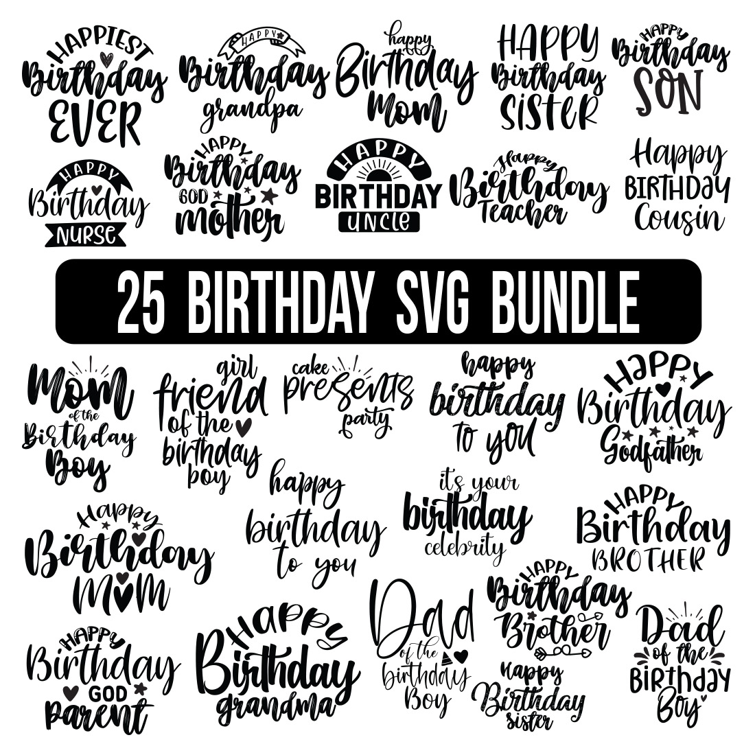 Birthday SVG Bundle, Birthday SVG, Birthday Girl svg, Birthday Shirt SVG, Gift for Birthday svg, Wishes for Birthday, Birthday Bundle SVG, cover image.