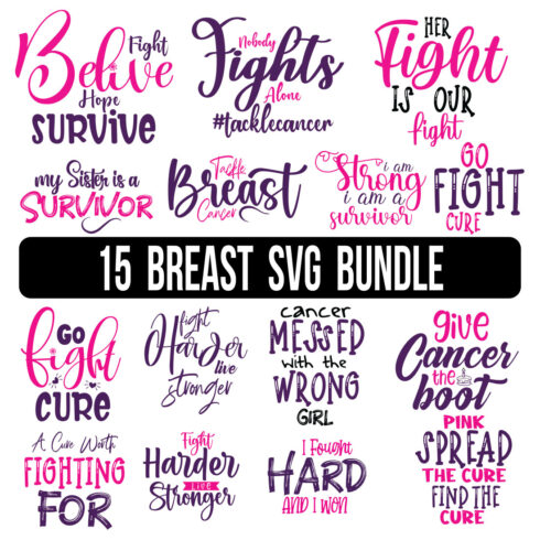 Breast Cancer SVG Bundle, Cancer SVG, Cancer Awareness, Instant Download, Ribbon svg, Breast Cancer Shirt, Breast Cancer Svg, Cancer Awareness Svg, cover image.