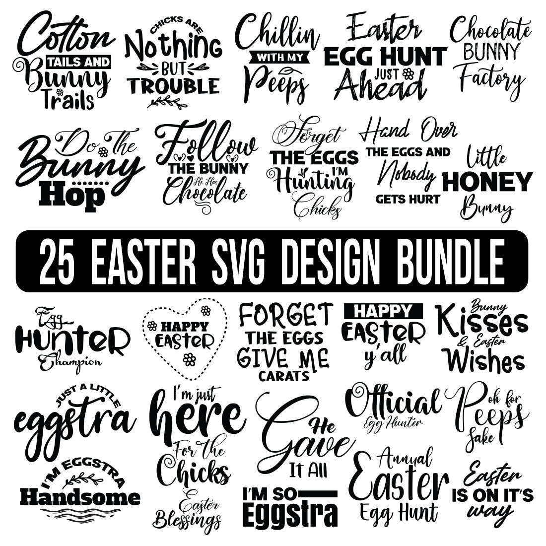 Happy Easter SVG Bundle, Easter SVG, Digital Files, Easter quotes, Easter Bunny svg, Easter Egg svg, Easter png, Spring svg,Farmhouse Easter Svg Bundle, Rustic Easter Svg, cover image.