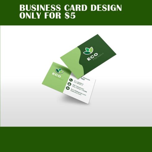green minimalist business card design template only for $5 cover image.