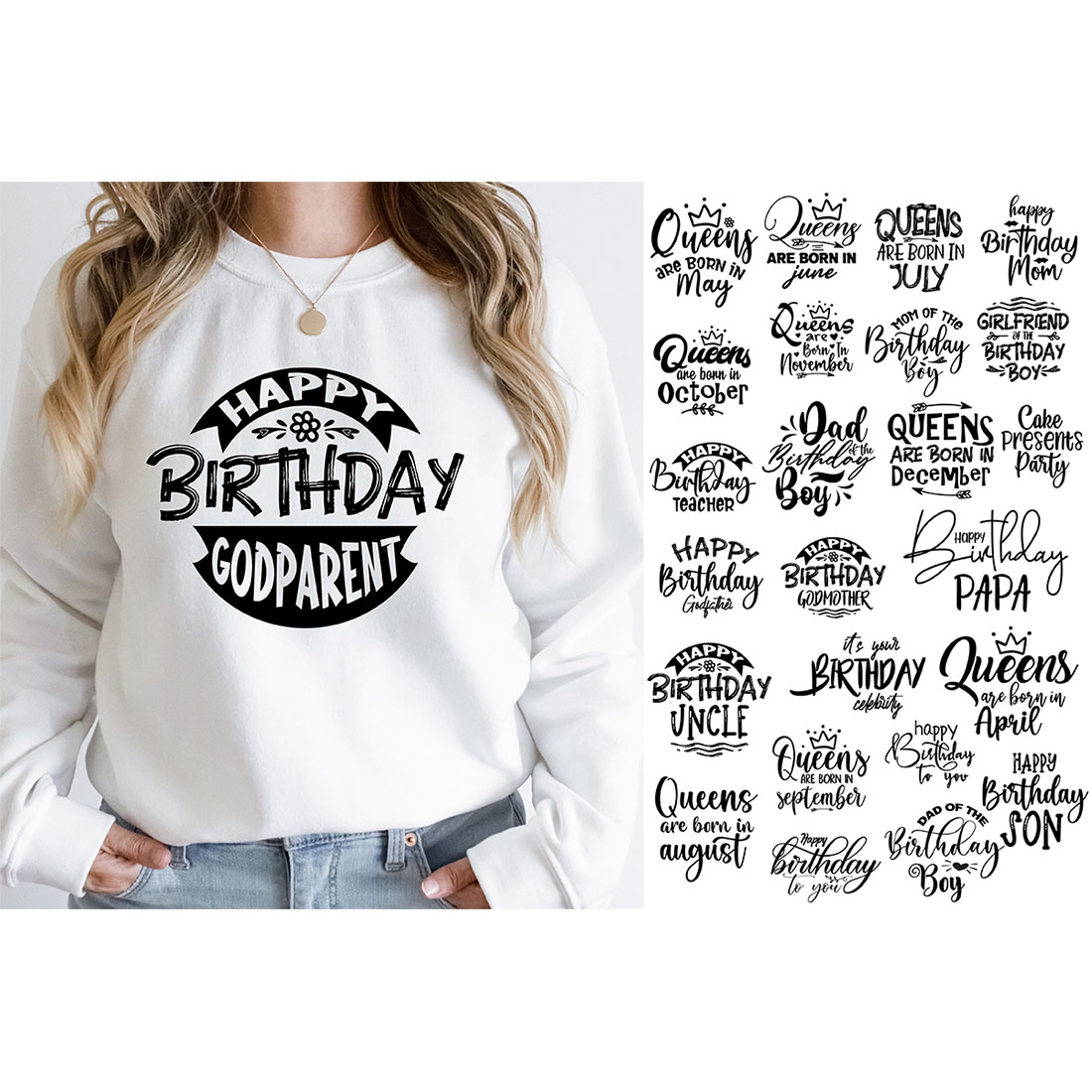 Birthday SVG Bundle, Birthday SVG, Birthday Girl svg, Birthday Shirt SVG, Gift for Birthday svg, Wishes for Birthday,Birthday Funny Quotes, Happy Birthday Svg, Birthday Bundle, preview image.