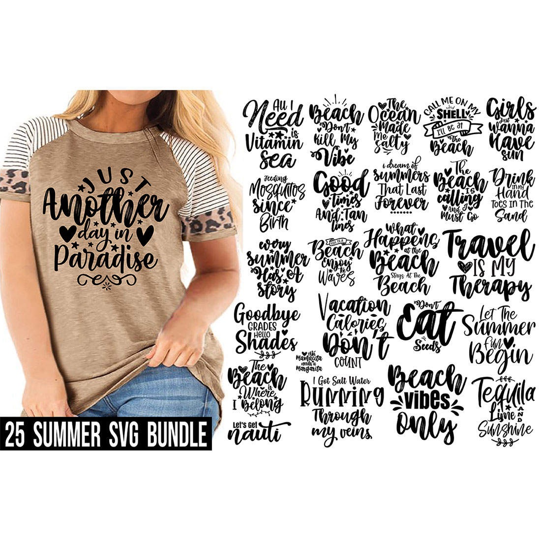 Summer SVG Bundle, Beach SVG Bundle, Beach SVG, Beach Life SVG, Digital File, Summer shirt svg, preview image.