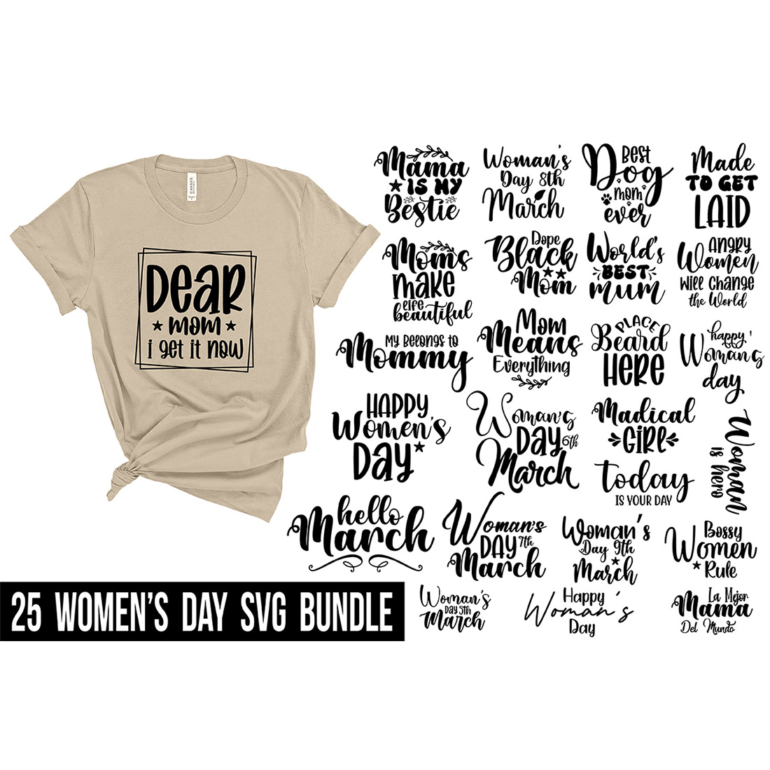 Women's Day SVG Bundle, Women's Day SVG designs, Girl power designs, SVG files, Digital downloads, preview image.