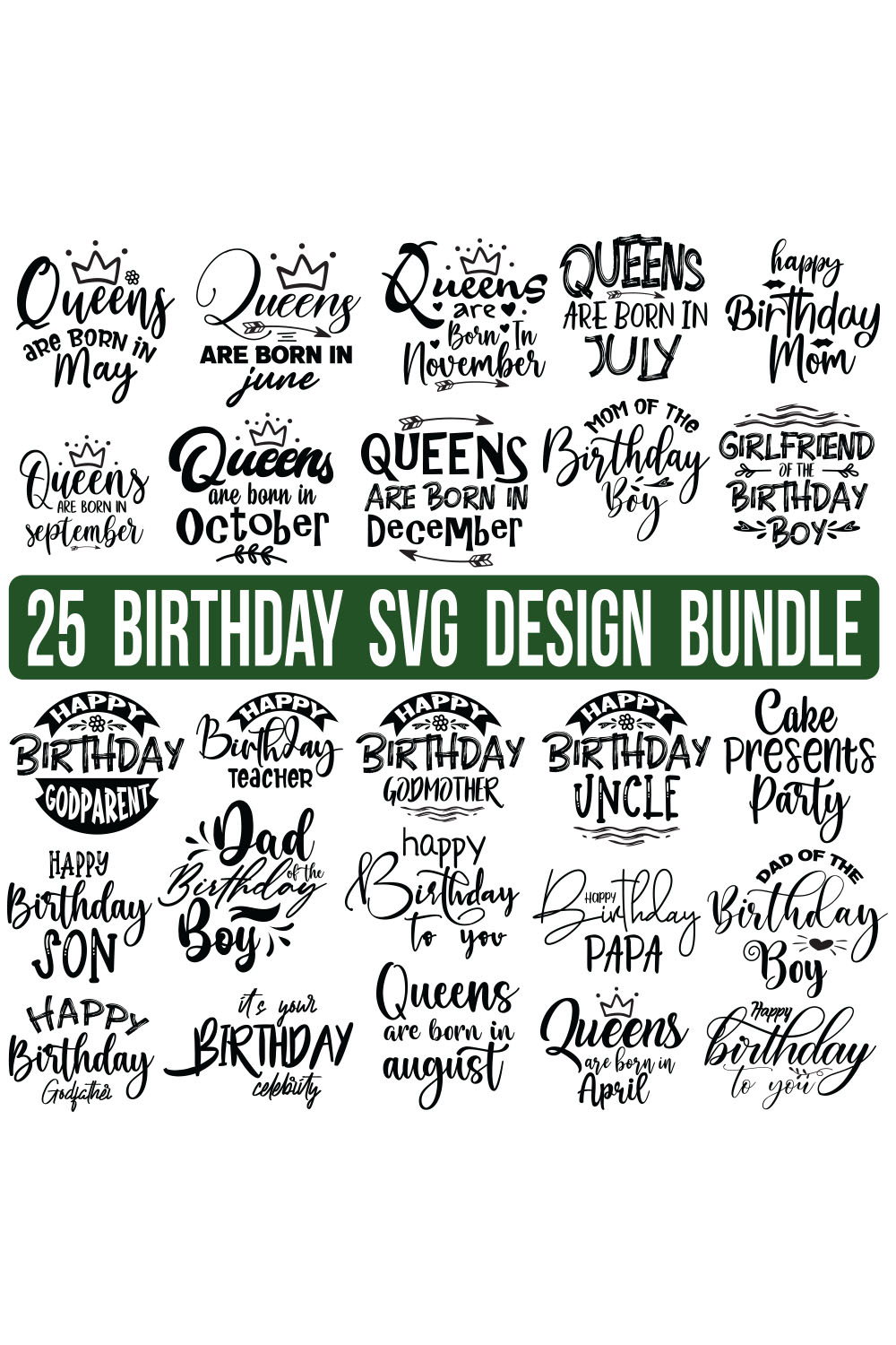 Birthday SVG Bundle, Birthday SVG, Birthday Girl svg, Birthday Shirt SVG, Gift for Birthday svg, Wishes for Birthday,Birthday Funny Quotes, Happy Birthday Svg, Birthday Bundle, pinterest preview image.