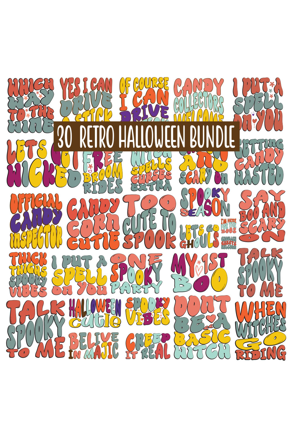 Retro Hello Spooky Kitty Halloween SVG Bundle Download
