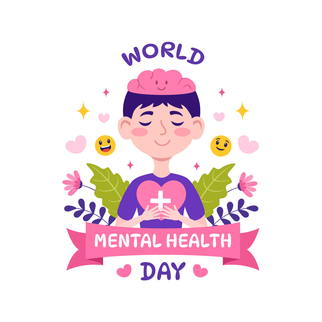 12 World Mental Health Day Illustration preview image.