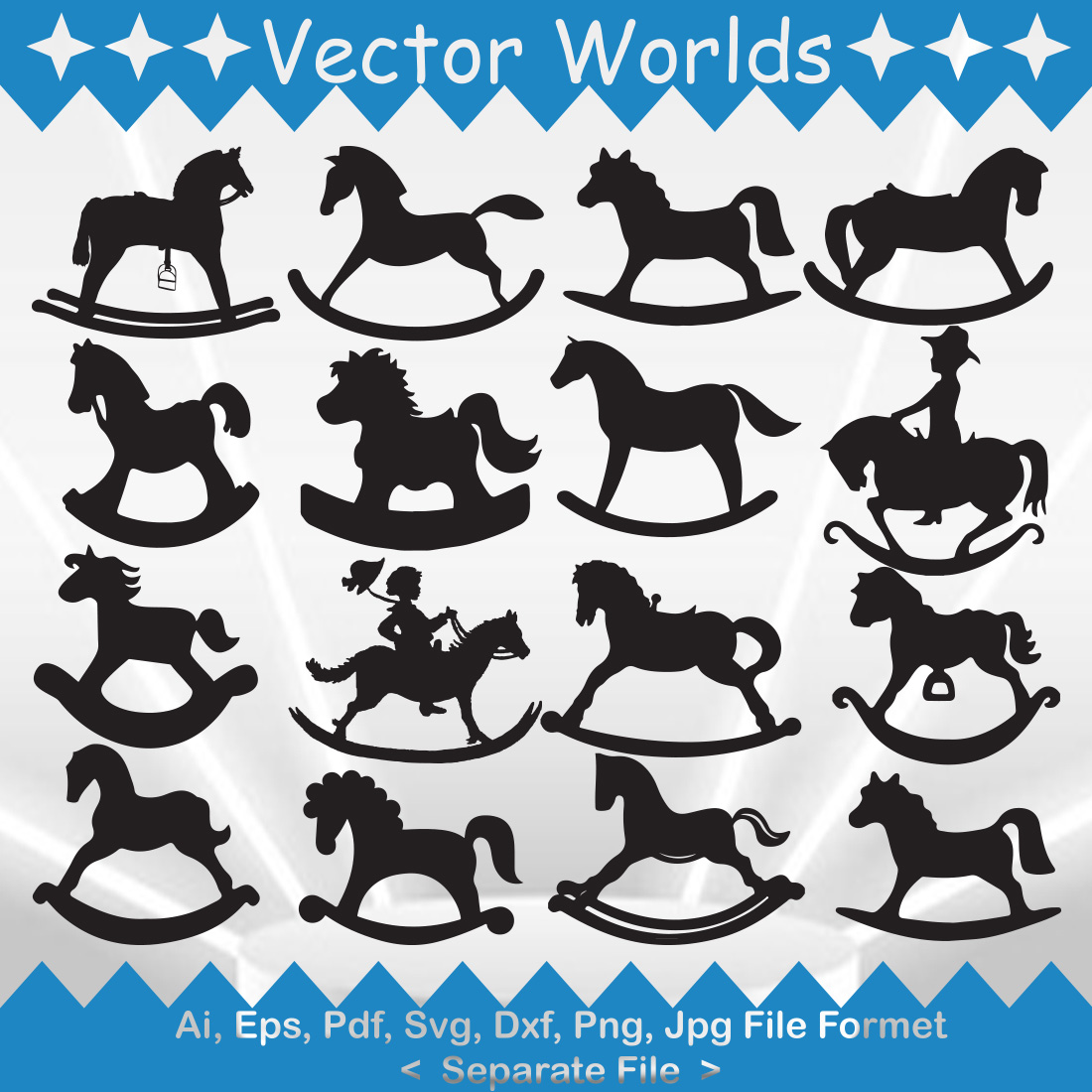 Rocking Horse SVG Vector Design preview image.