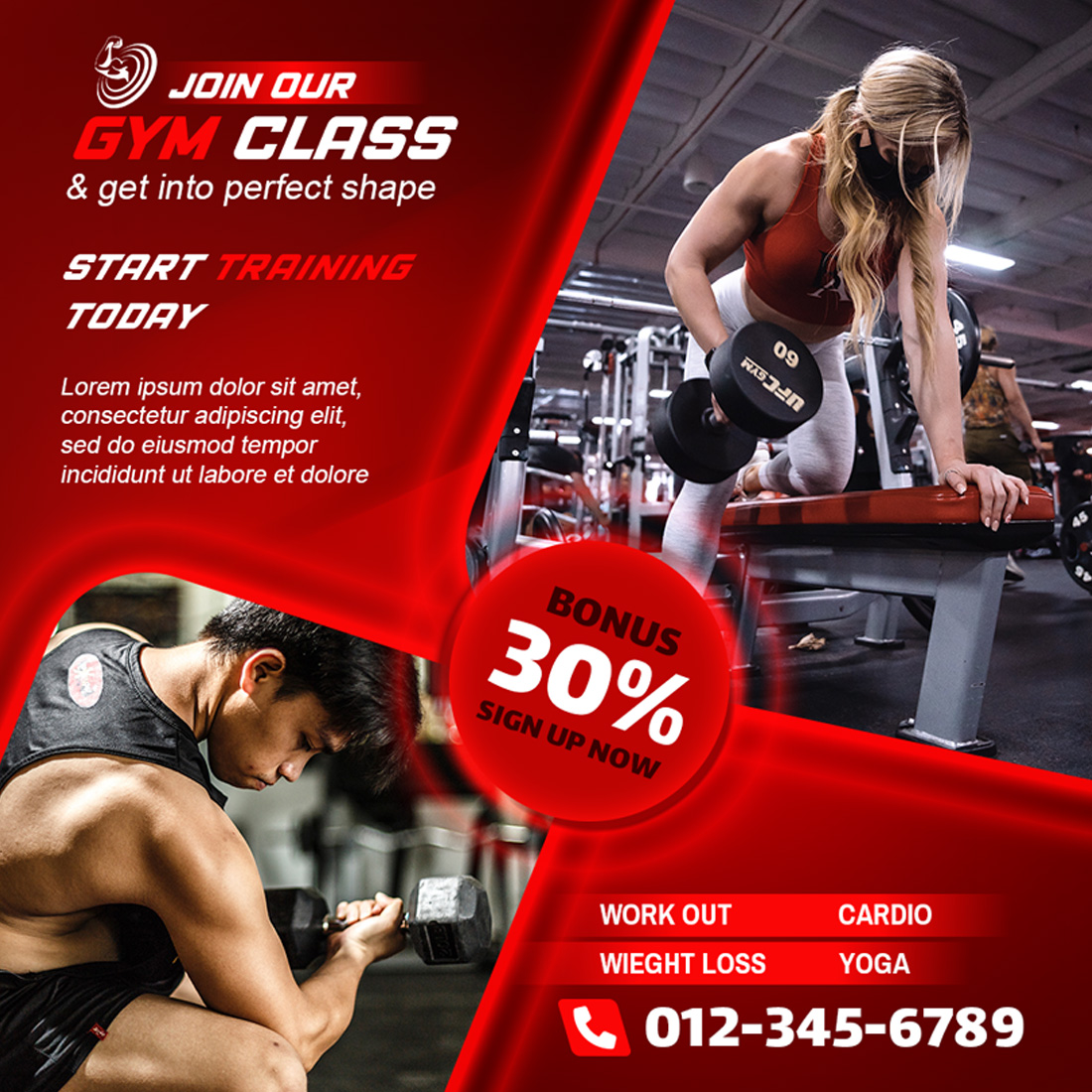 Fitness Flyer PSD Template - Gym Flyer preview image.