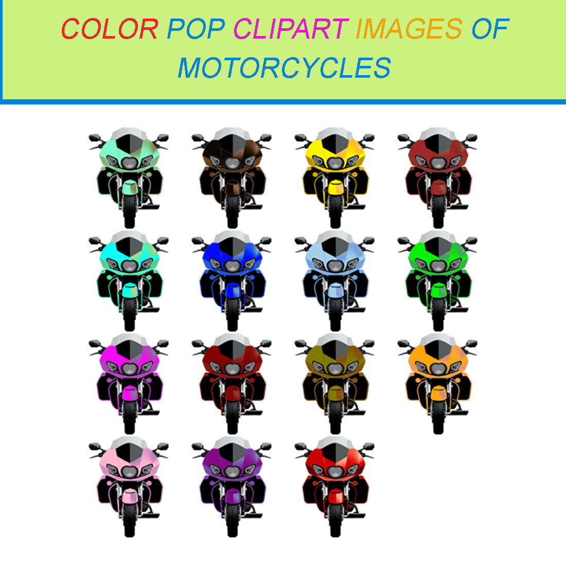 15 COLOR POP CLIPART IMAGES OF MOTORCYCLES cover image.