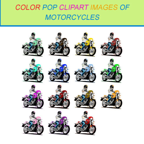 15 COLOR POP CLIPART IMAGES OF MOTORCYCLES cover image.
