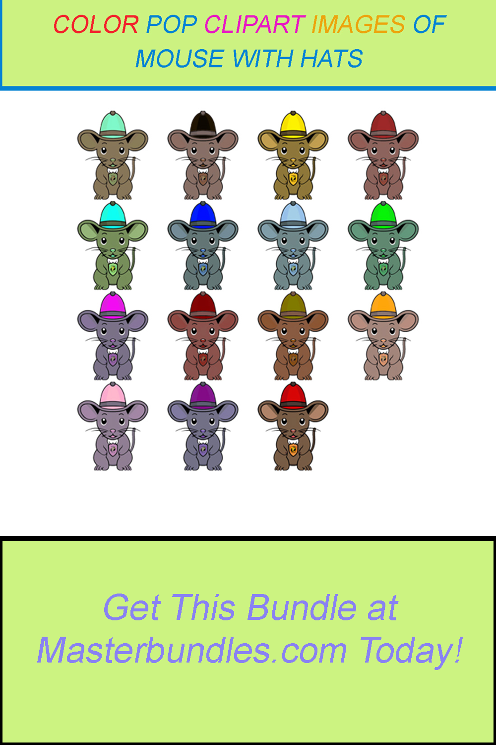 15 COLOR POP CLIPART IMAGES OF MOUSE WITH HATS pinterest preview image.