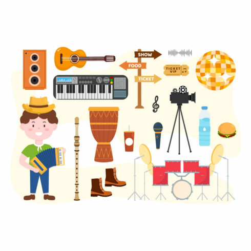 7 Music Elements Vector Illustration cover image.