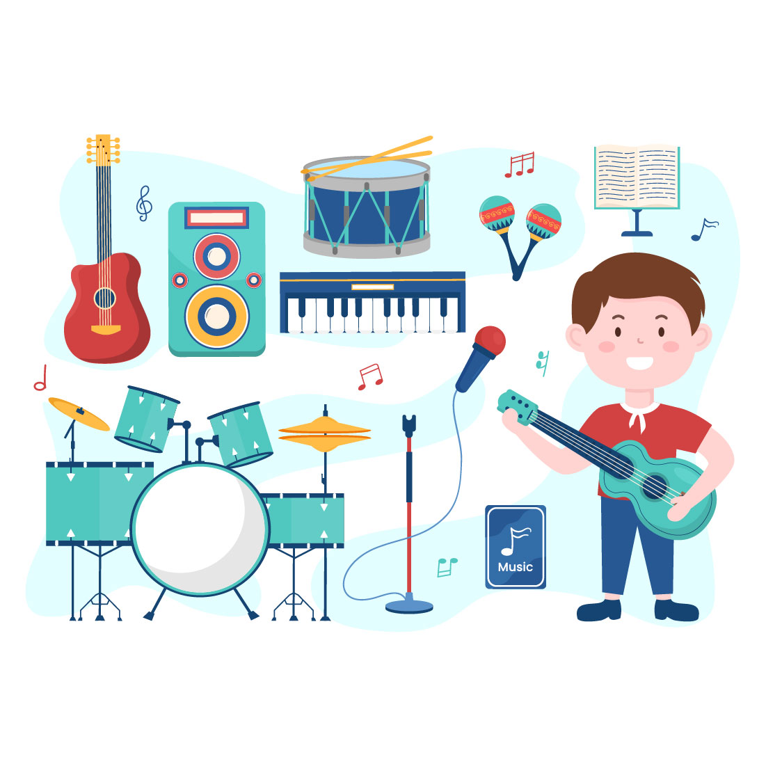 7 Music Elements Vector Illustration preview image.