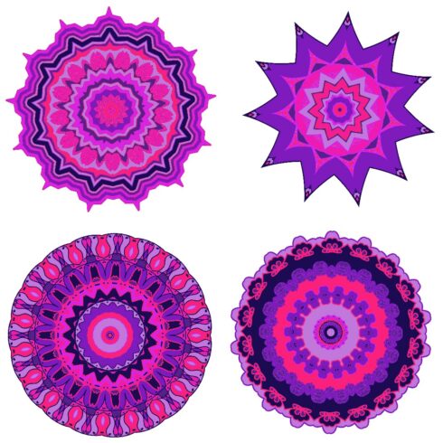 Magenta 12 Mandala Stickers r DXF SVG PNG cover image.