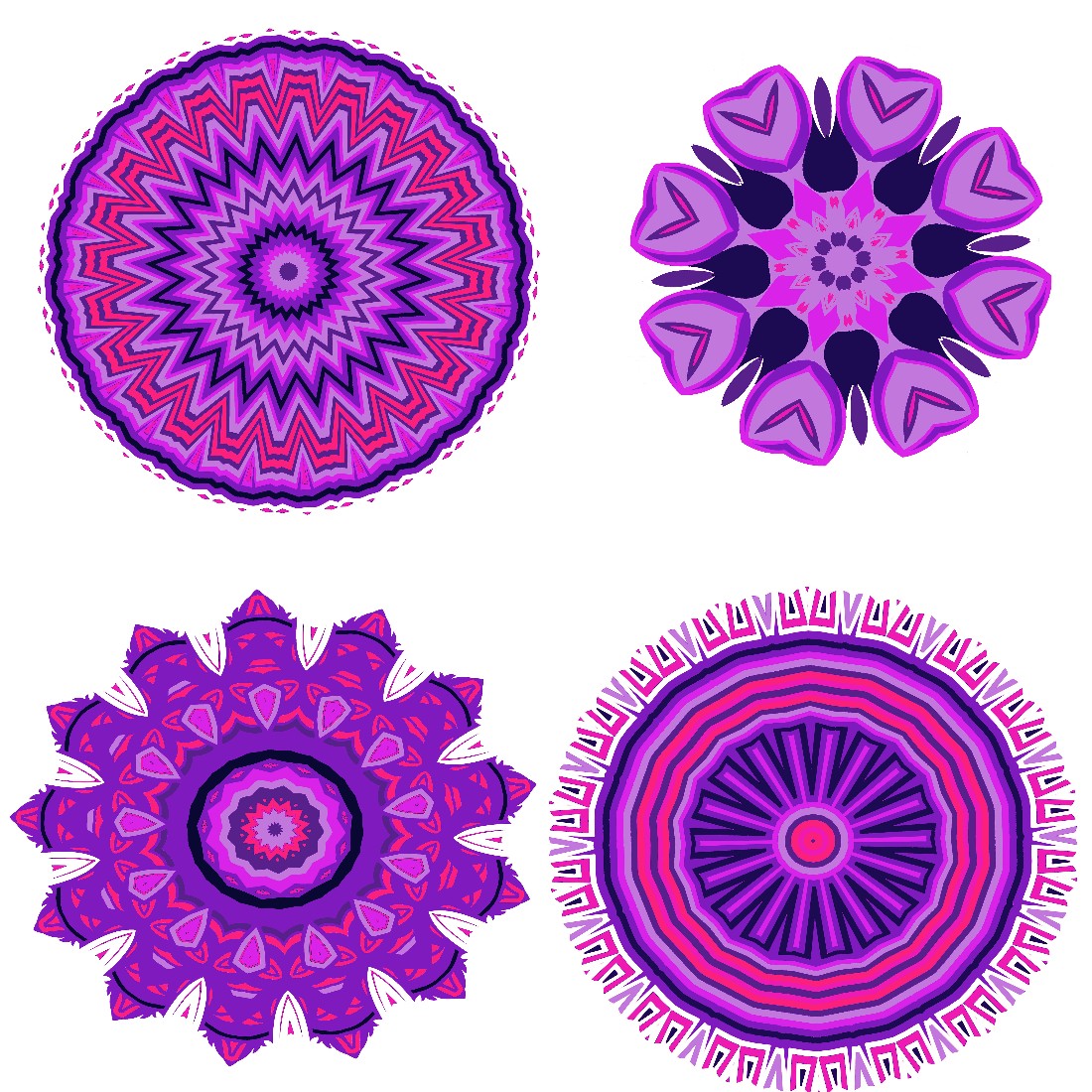 Magenta 12 Mandala Stickers r DXF SVG PNG preview image.