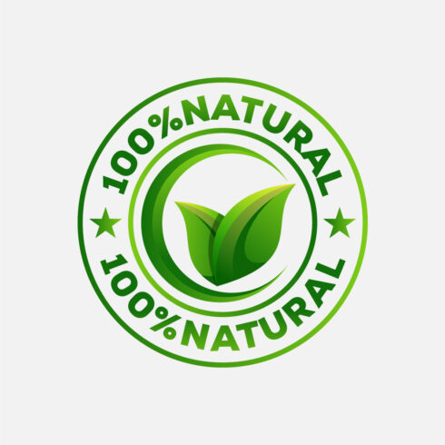 Natural, organic, fresh food vector logo or badge template for product cover image.