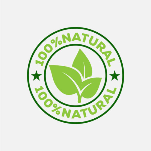 Natural, organic, fresh food vector logo or badge template for product cover image.