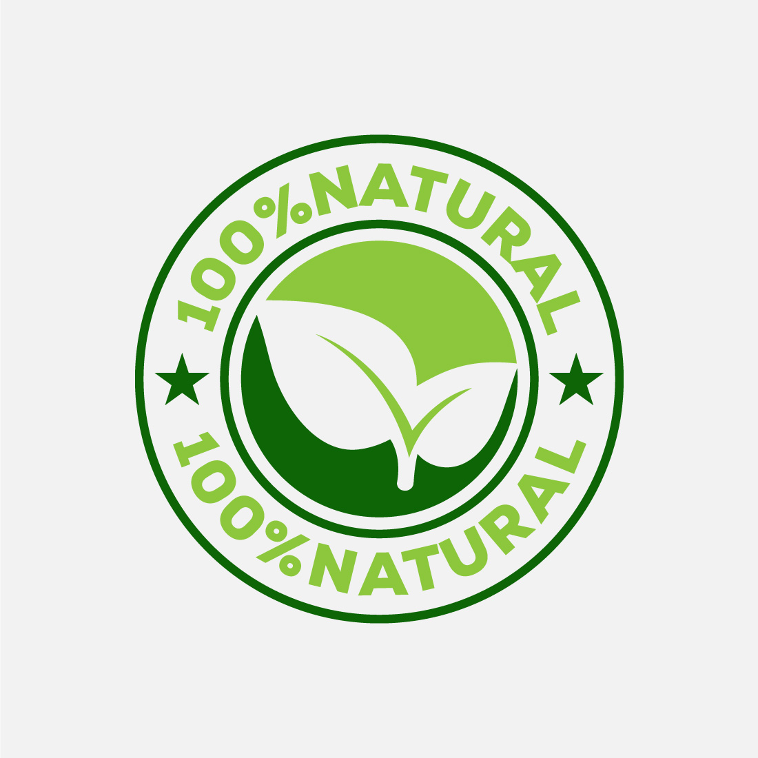 Natural, organic, fresh food vector logo or badge template for product cover image.