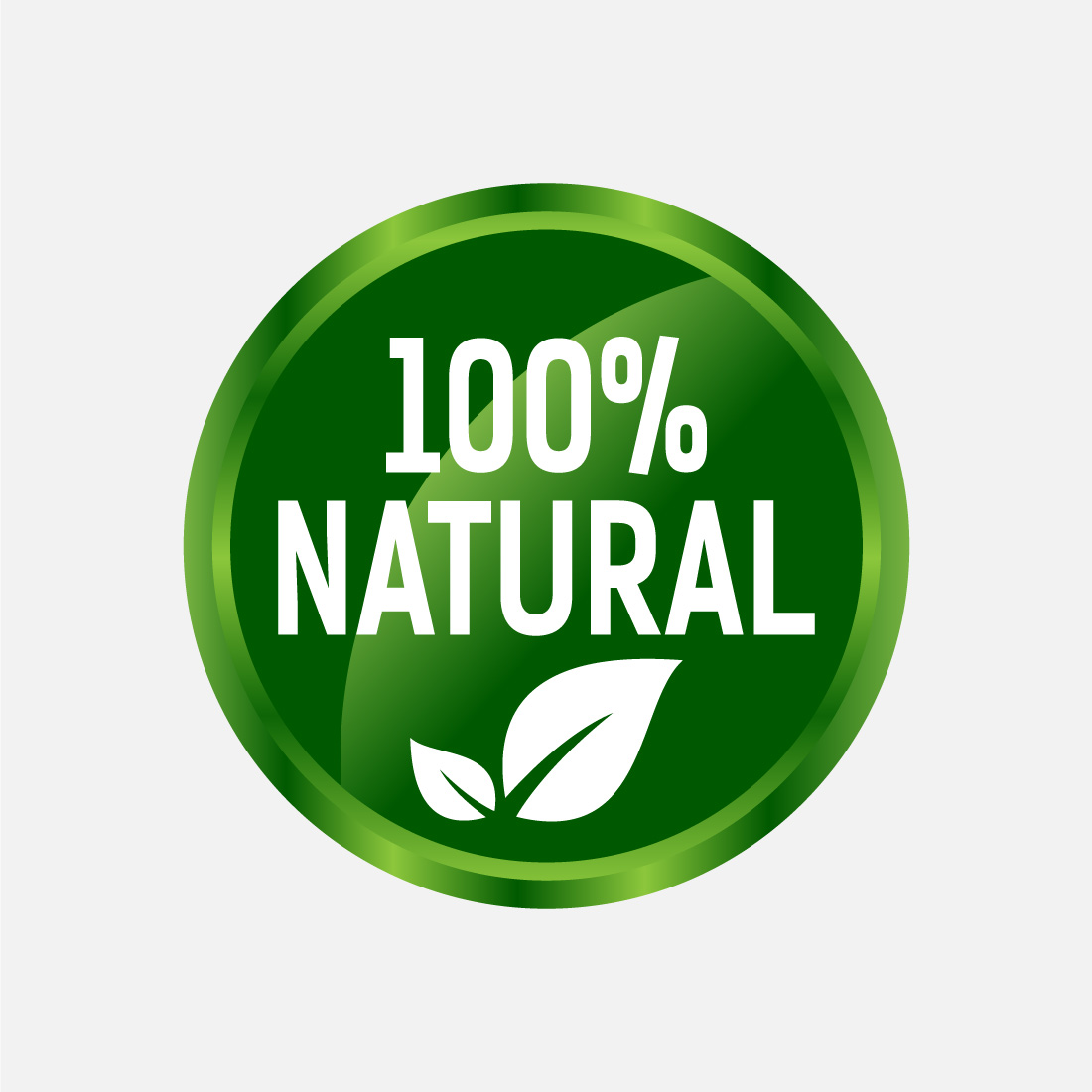 Green logo for a 100 natural food Royalty Free Vector Image