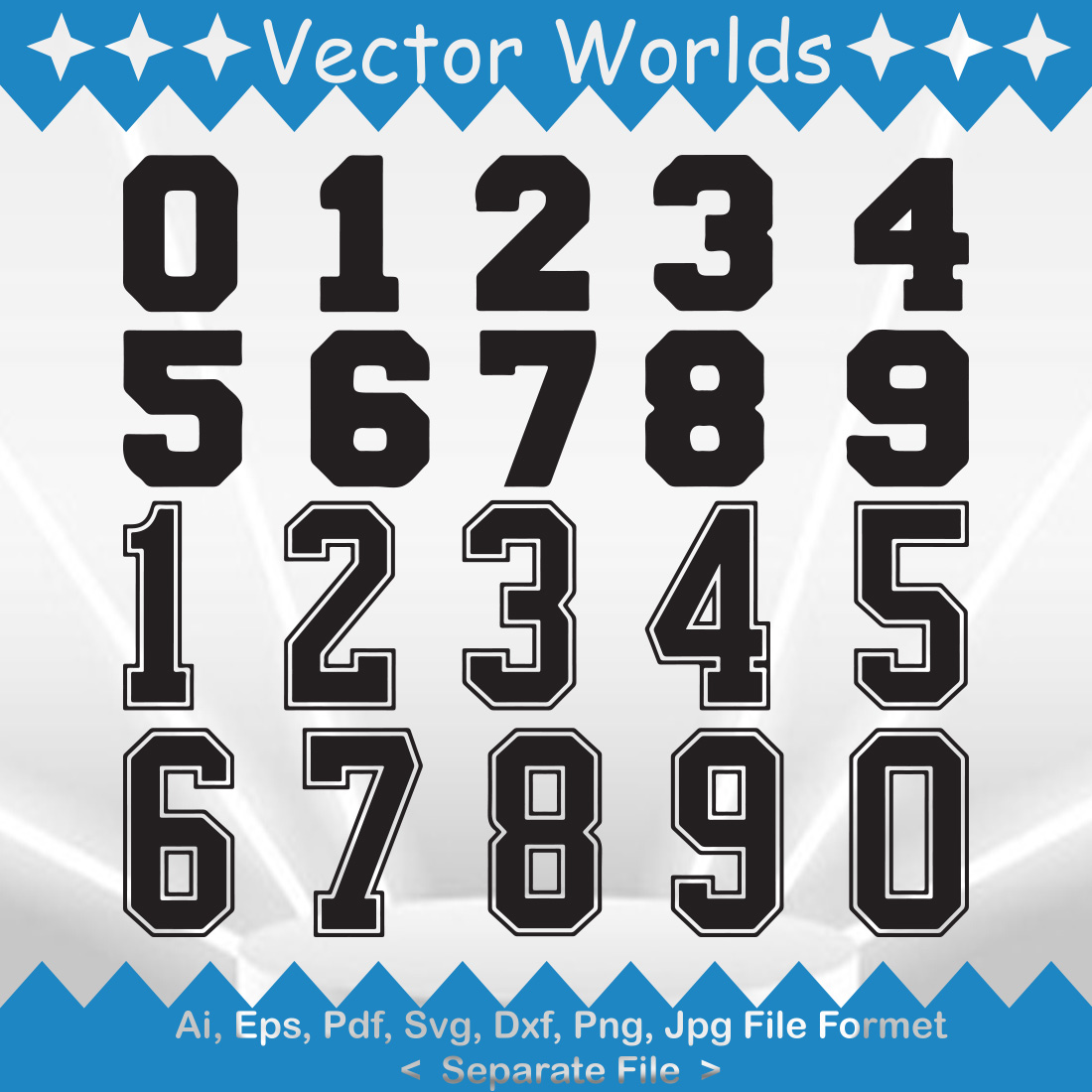 Sports Jersey Numbers SVG Vector Design cover image.