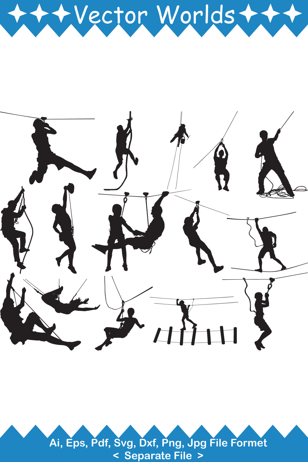 Rescue climber crew with rope SVG Vector Design pinterest preview image.