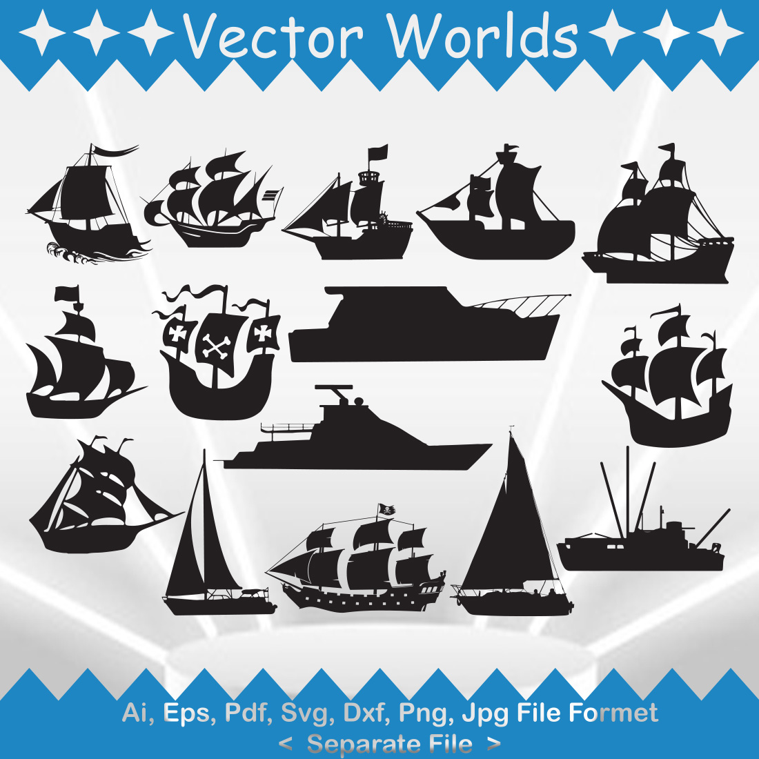 Sea Boats SVG Vector Design preview image.