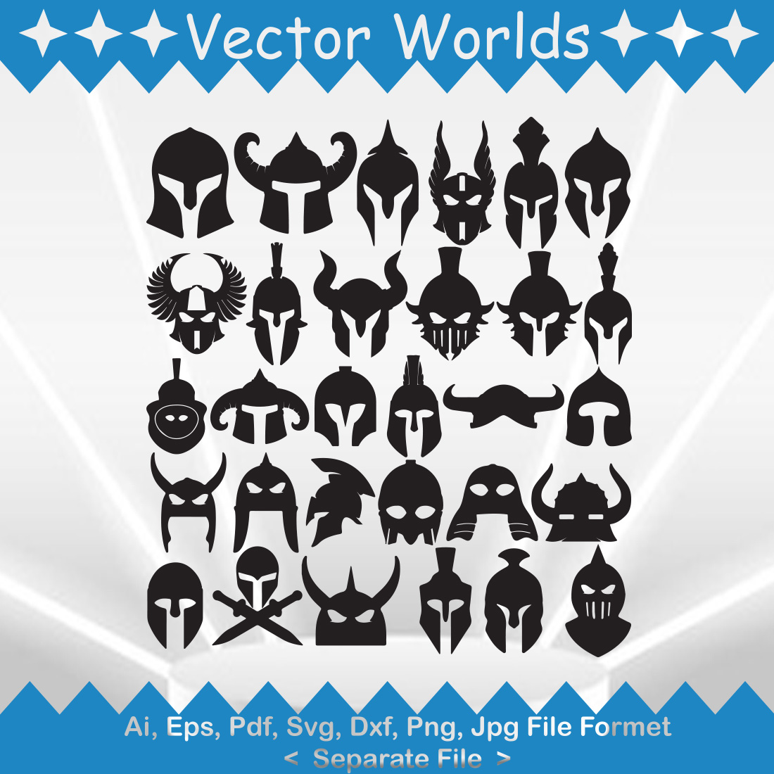 Warriors helmet SVG Vector Design preview image.