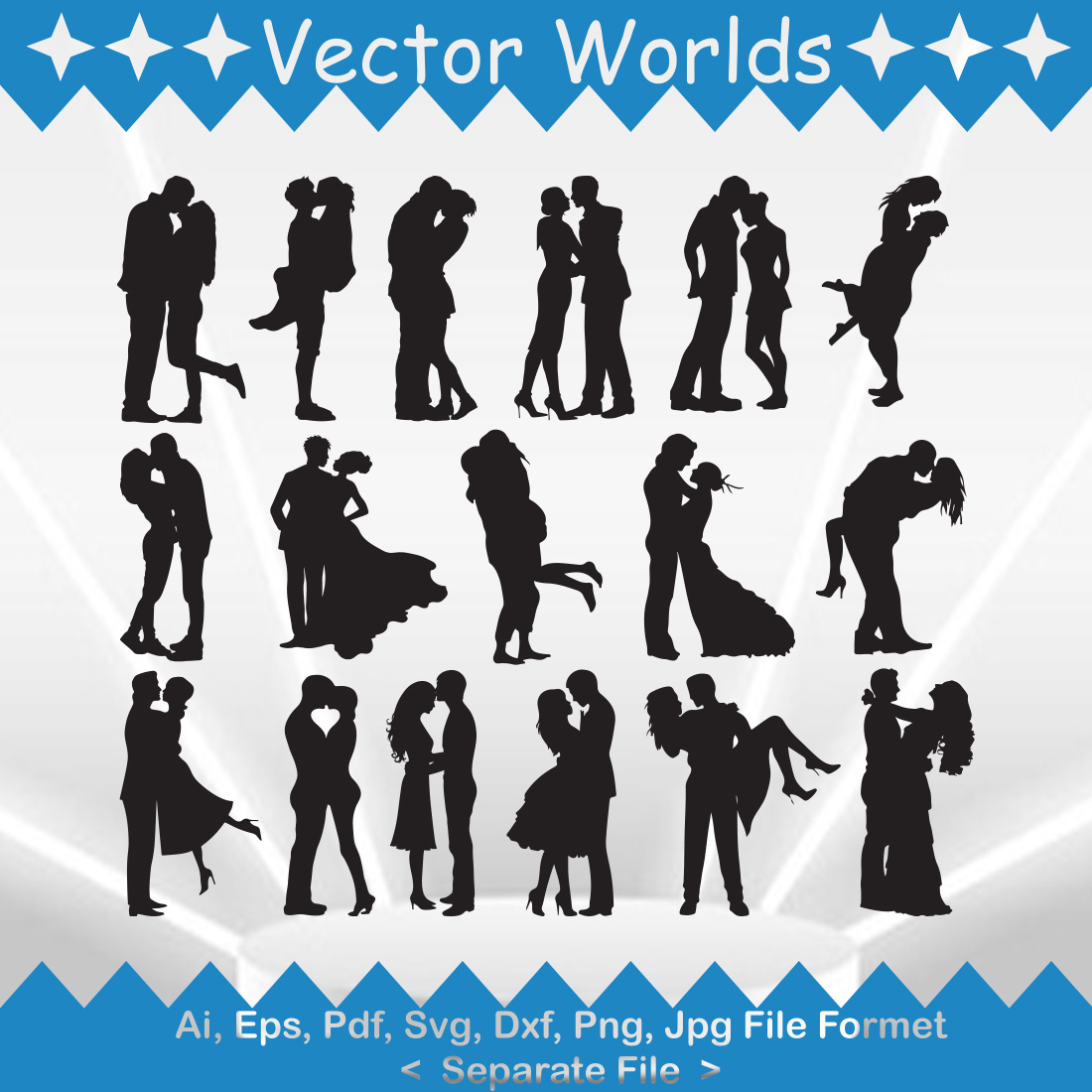 Romantic couple SVG Vector Design cover image.