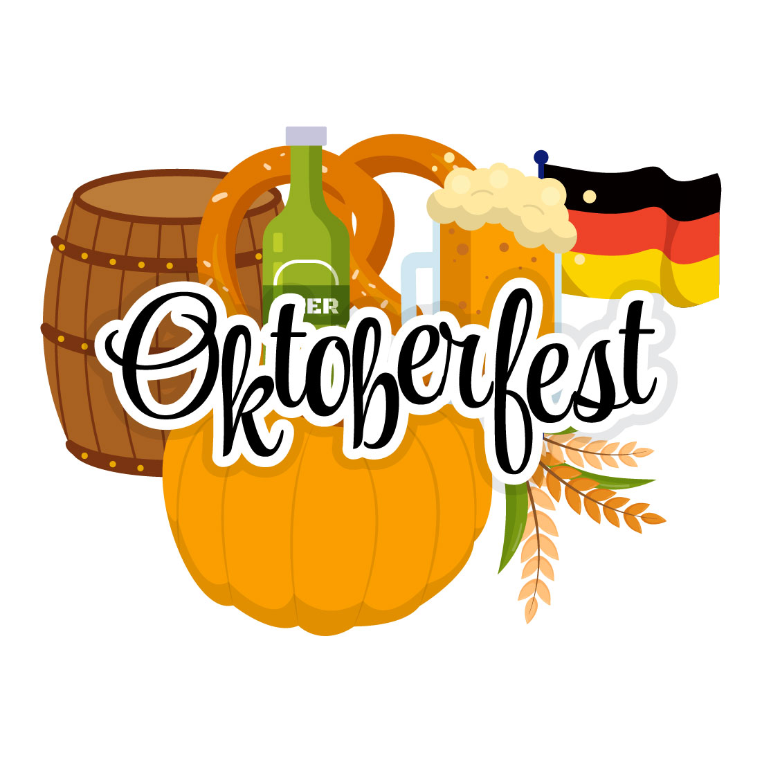 10 Happy Oktoberfest Beer Festival Elements Illustration cover image.