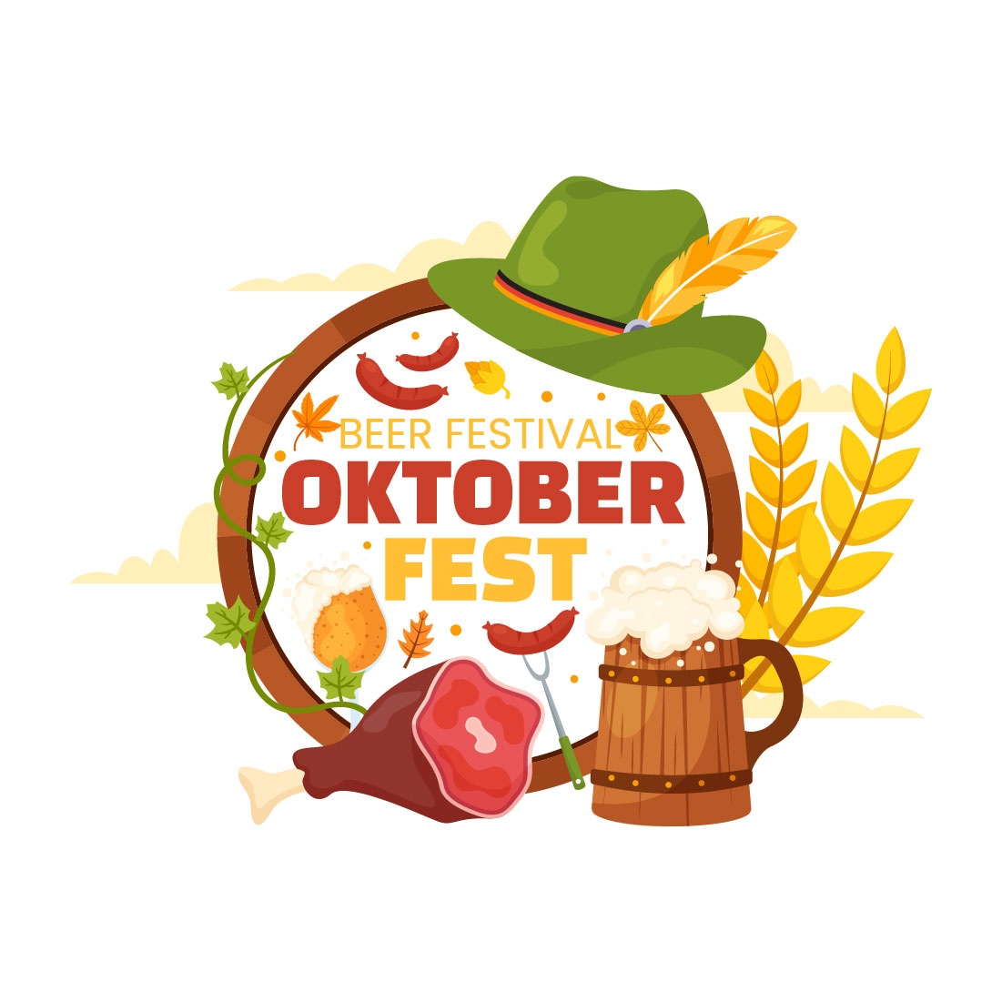 17 Happy Oktoberfest Beer Festival Illustration preview image.