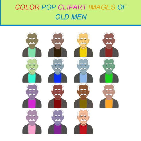 15 COLOR POP CLIPART IMAGES OF OLD MEN cover image.