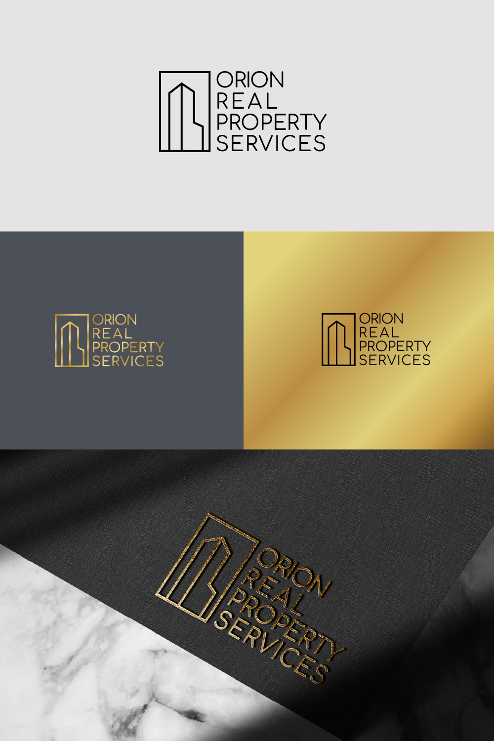 real property services logo, building logo, minimalistic logo pinterest preview image.