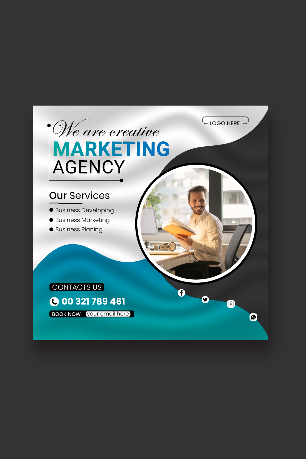 Social Media Post Design Digital Marketing Agency Template And Corporate Banner Template pinterest preview image.