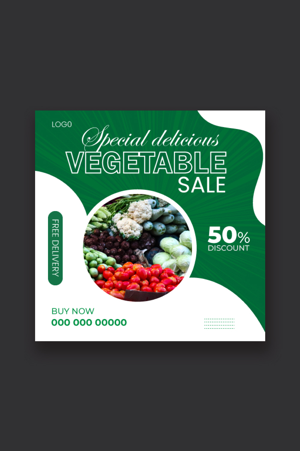 vegetable social media post design instragram post template pinterest preview image.