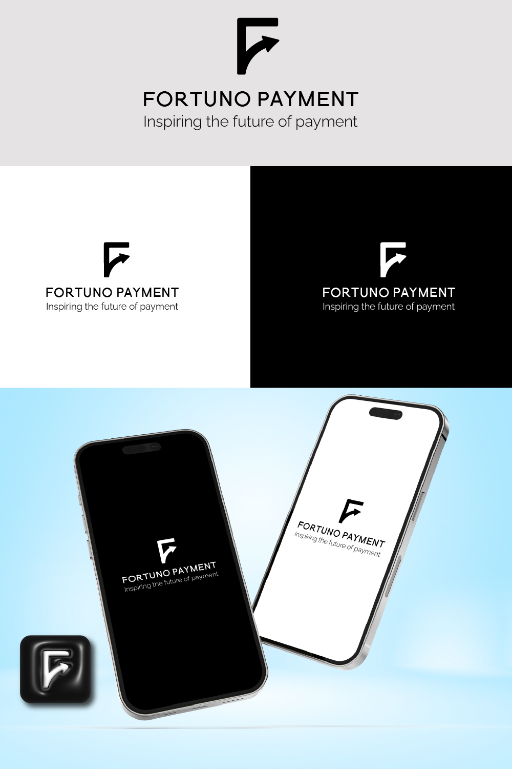 payment logo, F logo, finance logo pinterest preview image.