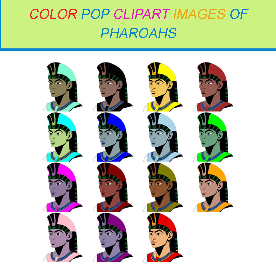 15 COLOR POP CLIPART IMAGES OF PHAROAHS cover image.