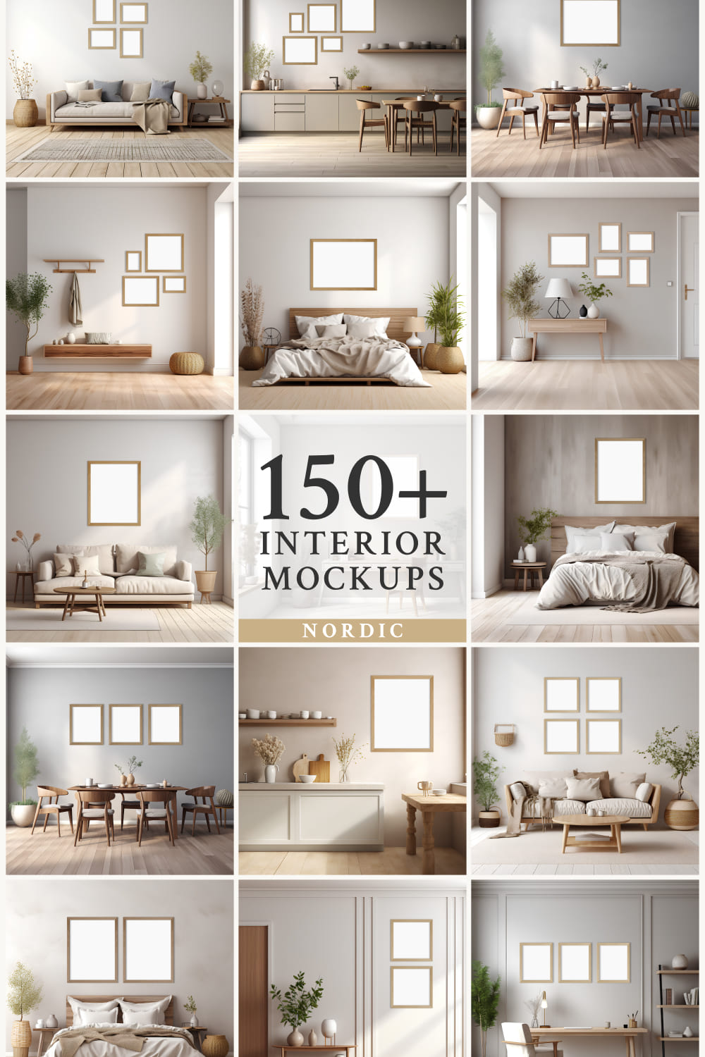 Nordic Style Interior Mockups Bundle pinterest preview image.
