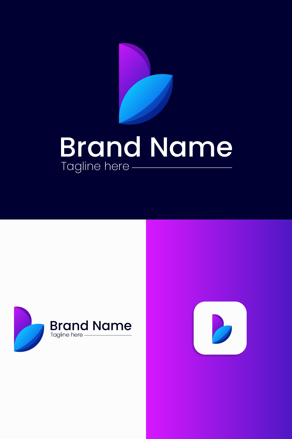 B Bold Modern Letter Logo Design pinterest preview image.