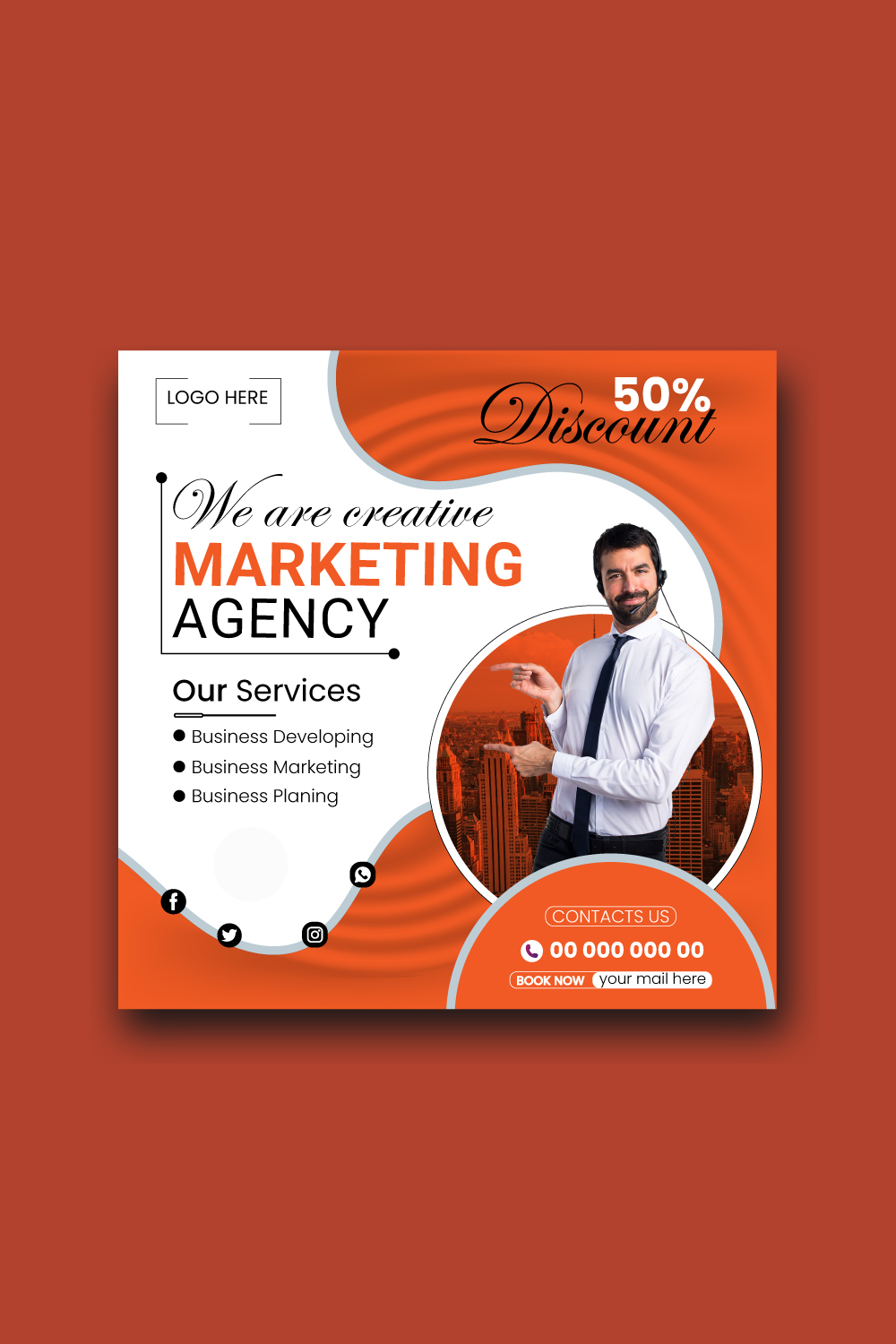 Social Media Post Design Digital Marketing Agency Template And Corporate Banner Template pinterest preview image.