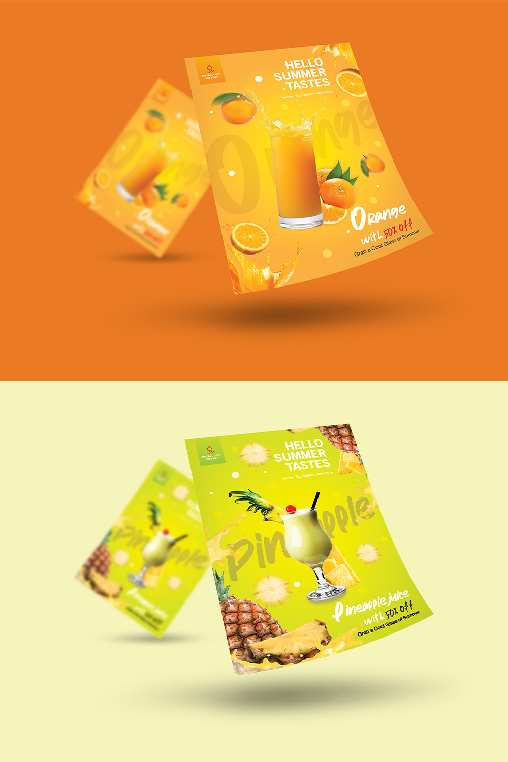 Pineapple & Orange Juice Flyer Design pinterest preview image.