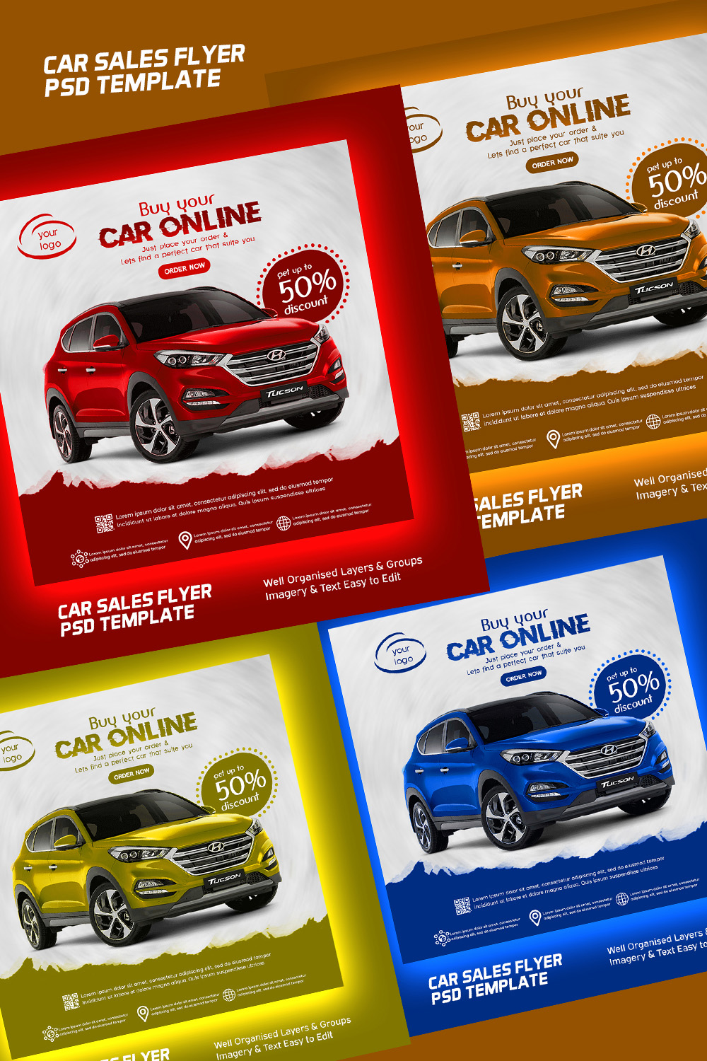 Car Sales Flyer PSD Template pinterest preview image.