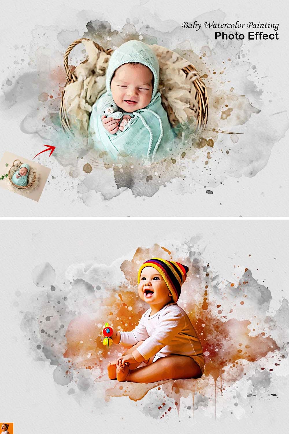 Baby Watercolor Painting Effect pinterest preview image.