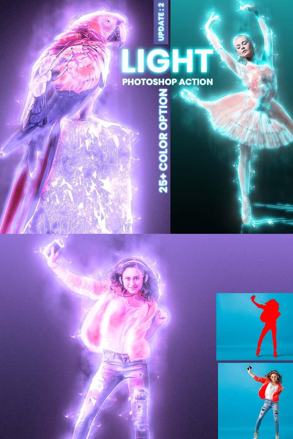 Light Photoshop Action pinterest preview image.