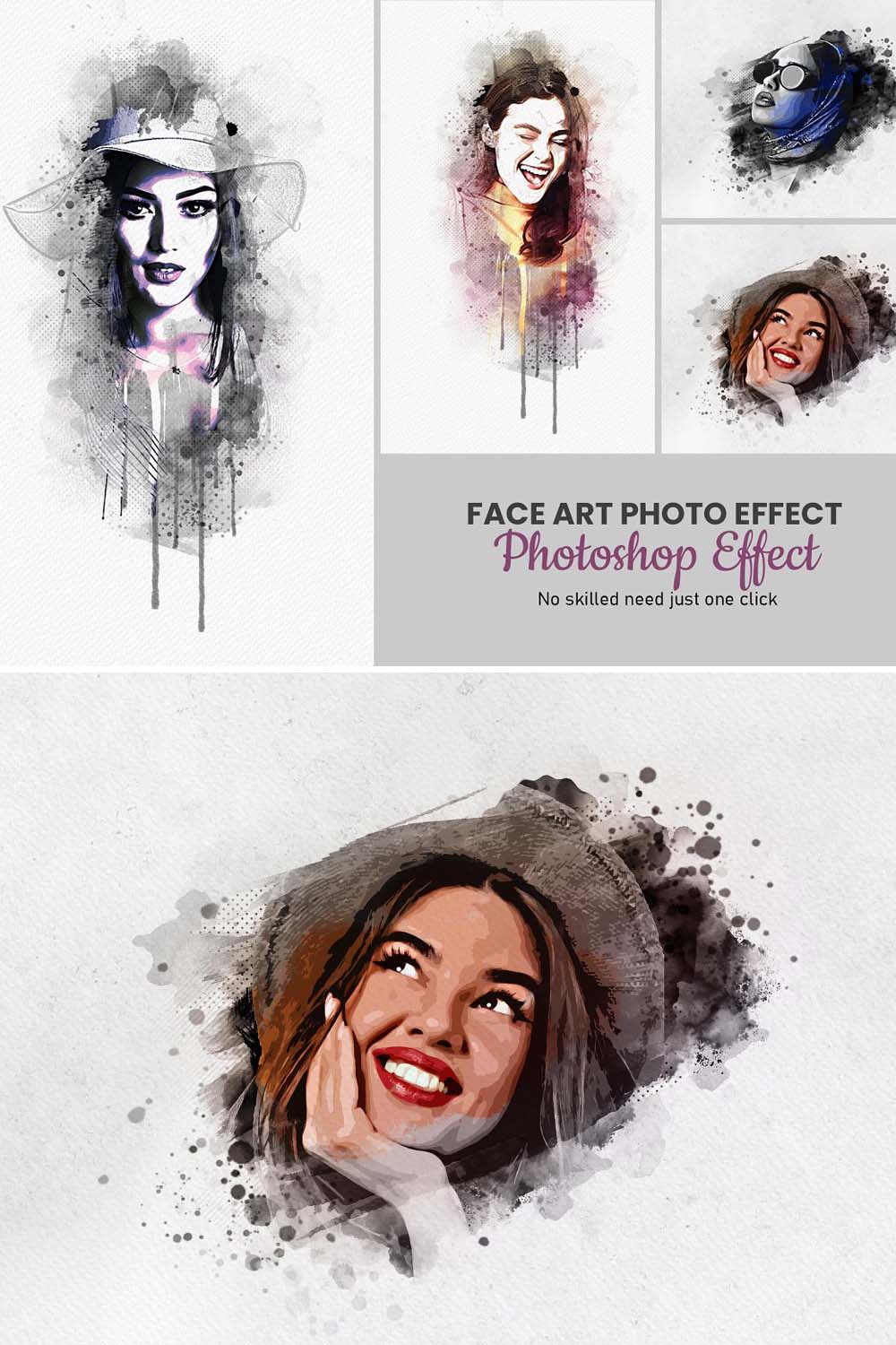 Face Art Photo Effect Template pinterest preview image.