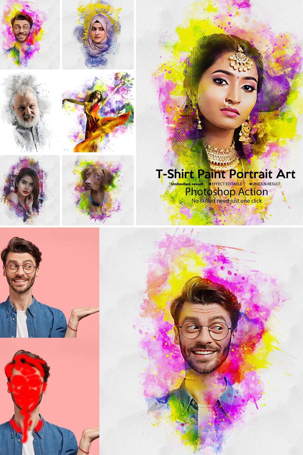 T-Shirt Paint Portrait Art Photoshop pinterest preview image.