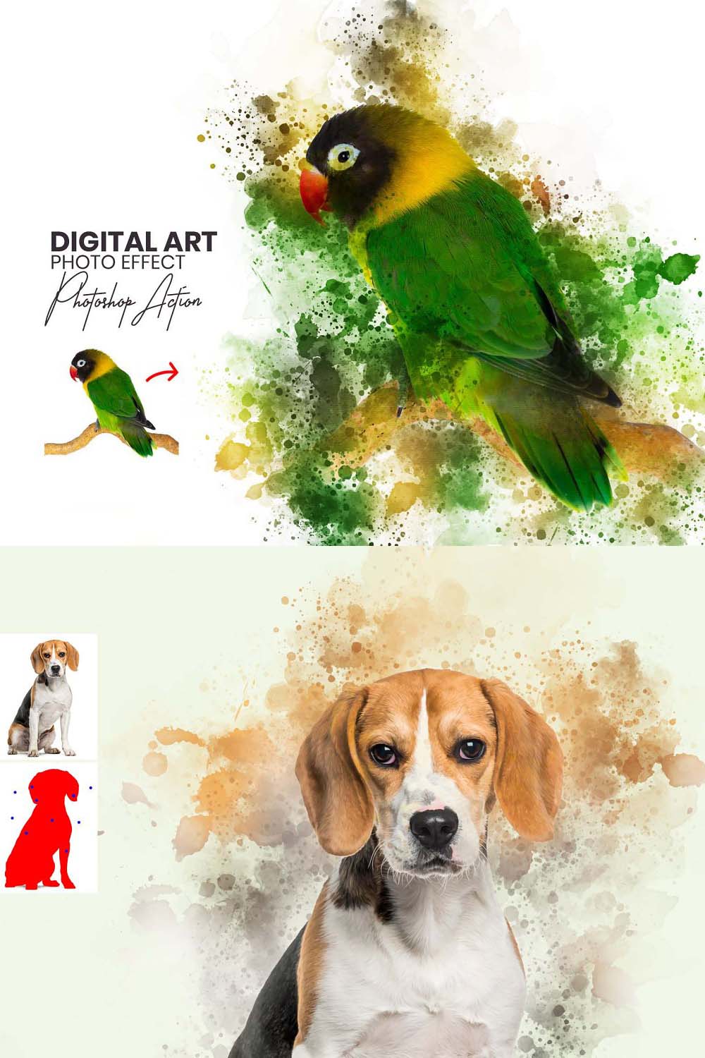 Digital Art Photoshop Actions pinterest preview image.