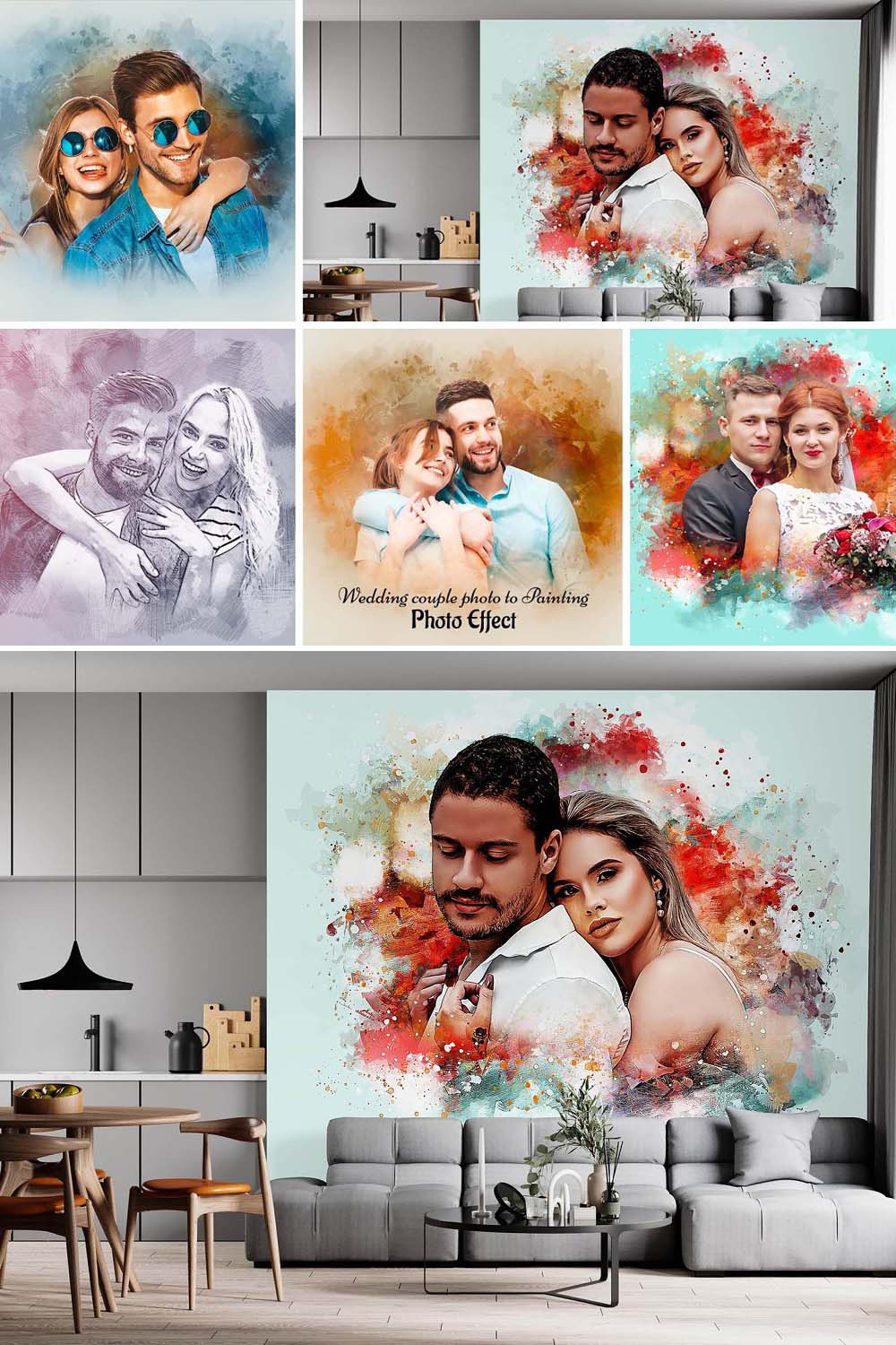 Wedding Couple Painting Effect pinterest preview image.