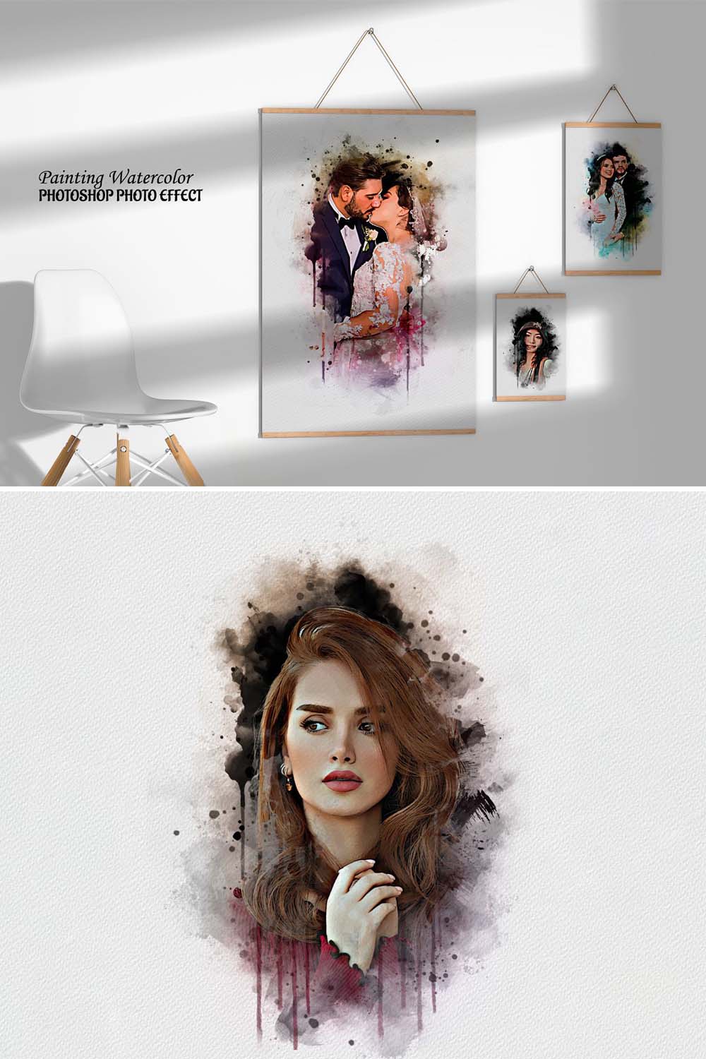 Watercolor Paint Art Photo Effect pinterest preview image.